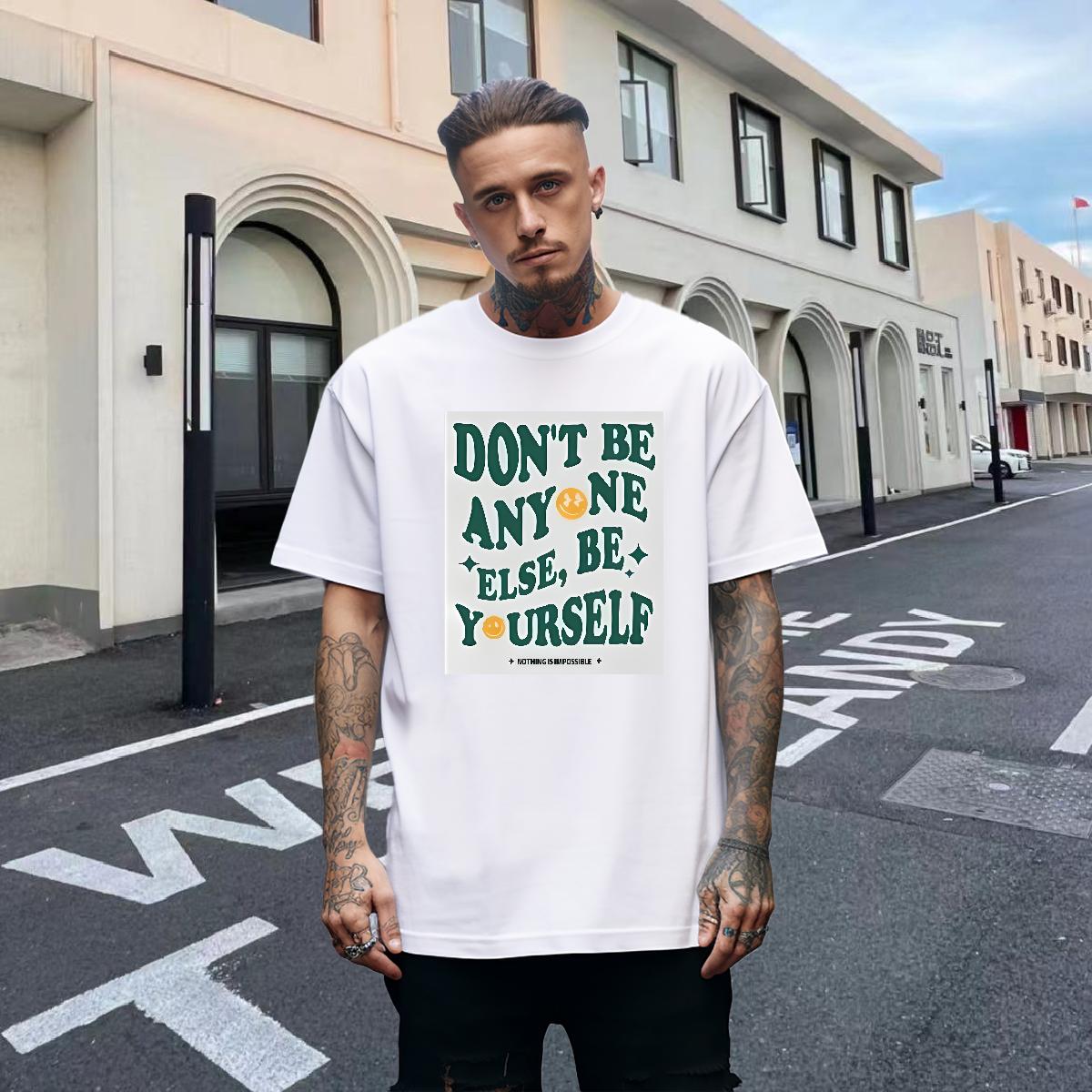 New Designer T shirt don't be any one else 230g Cotton Cartoon Print Couples T Shirts Beach O-Neck Short Sleeve Cotton 5A Tees Shirts