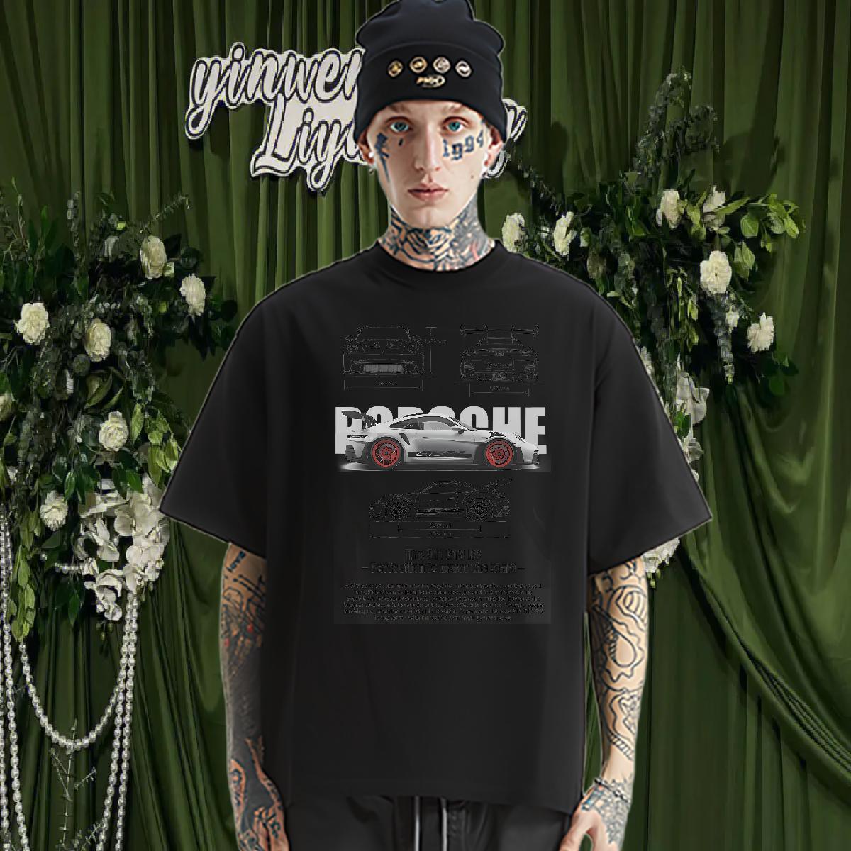 Fashion Casual T Shirt For Man fashion 230g Cotton Oversized High Street Hip Hop Men Clothes T-Shirt Cotton Breathable Comfortable