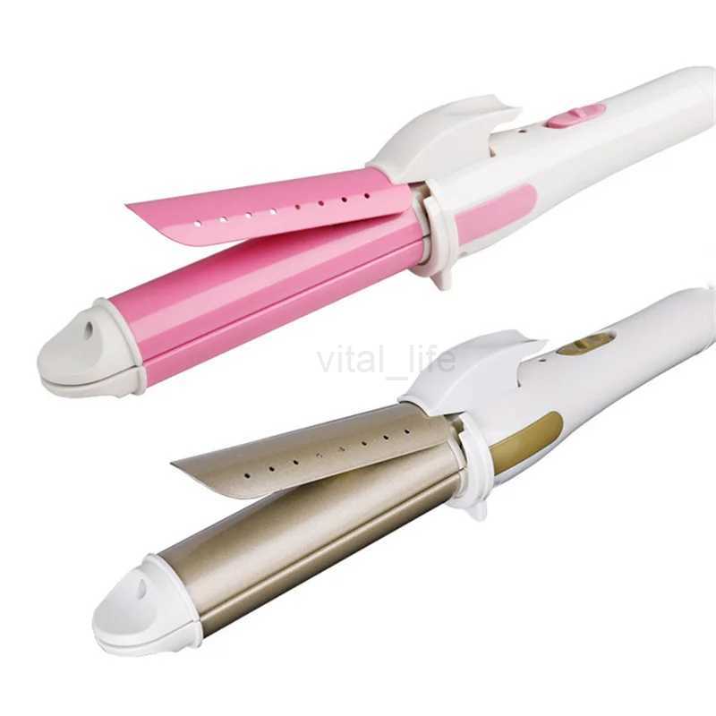 Multifunction 2 In 1 Portable Gold Electric Hair Curling Iron Hair Curler Straightener With Dust Cover Hair Care Styling ToolCL240716