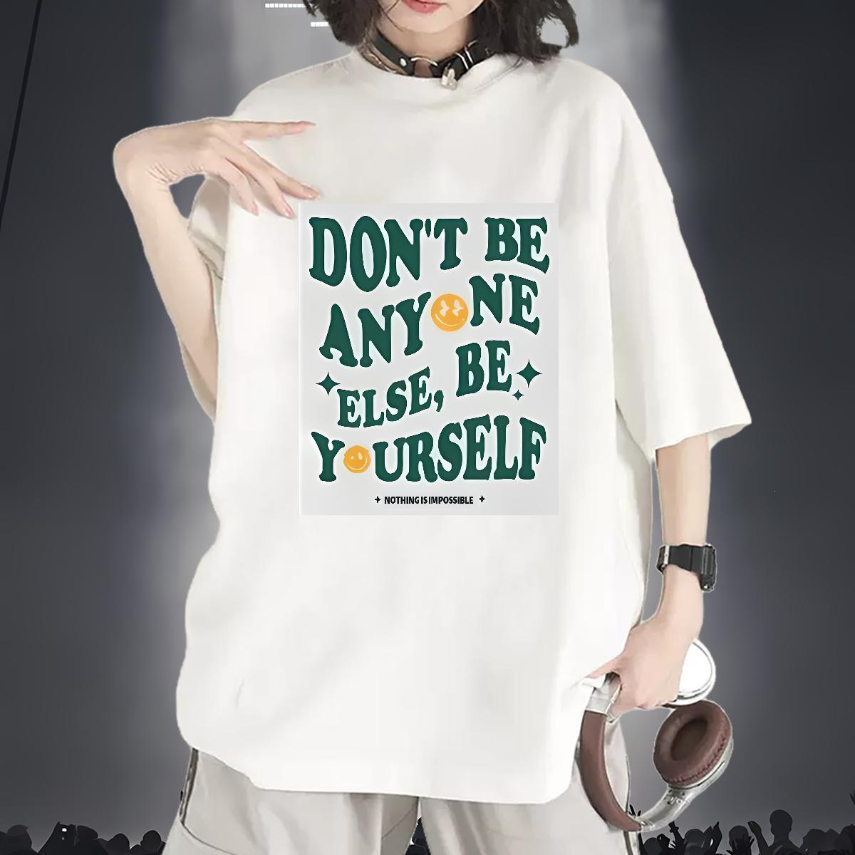 2024 Designer Womens T Shirts O-Neck Short Sleeve Cotton nothing is impossible 230g 100% Cotton Home Outdoor Women Tshirts Custom Print Oversized Comf