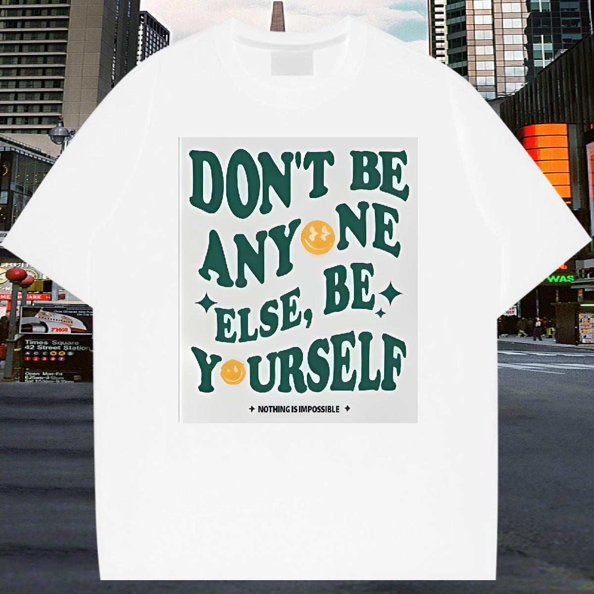 Wholesale Mens T Shirts be yourself 230g Cotton Skull Men Tshirts High Street Hip Hop Round Neck Short Sleeve Comfortable Top Tees