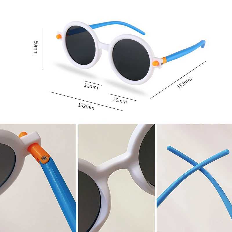 Sunglasses 2023 Childrens Retro Sunglasses Boys Girls Cute Cartoon Double Colors Round Frame Sunglasses UV Protection Classic Kids Glasses