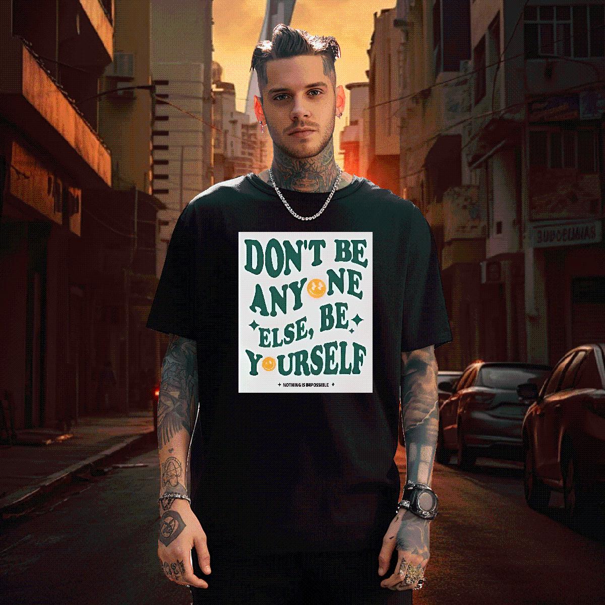 Fashion Man T Shirts nothing is impossible 230g Cotton Asian Size Men Clothes T-Shirt Casual Crew Neck Cotton Breathable Designer Top Tees