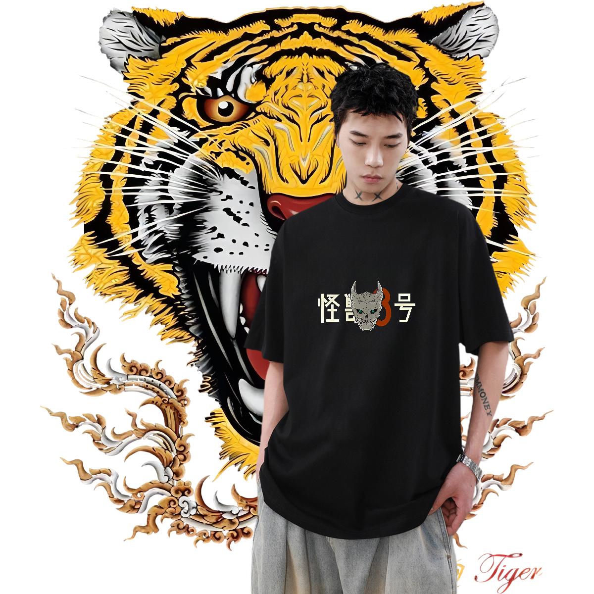 2024 DIY T shirt Oversized Men Clothes T-Shirt Anime Printing Street Crew Neck Cotton Loose Tops