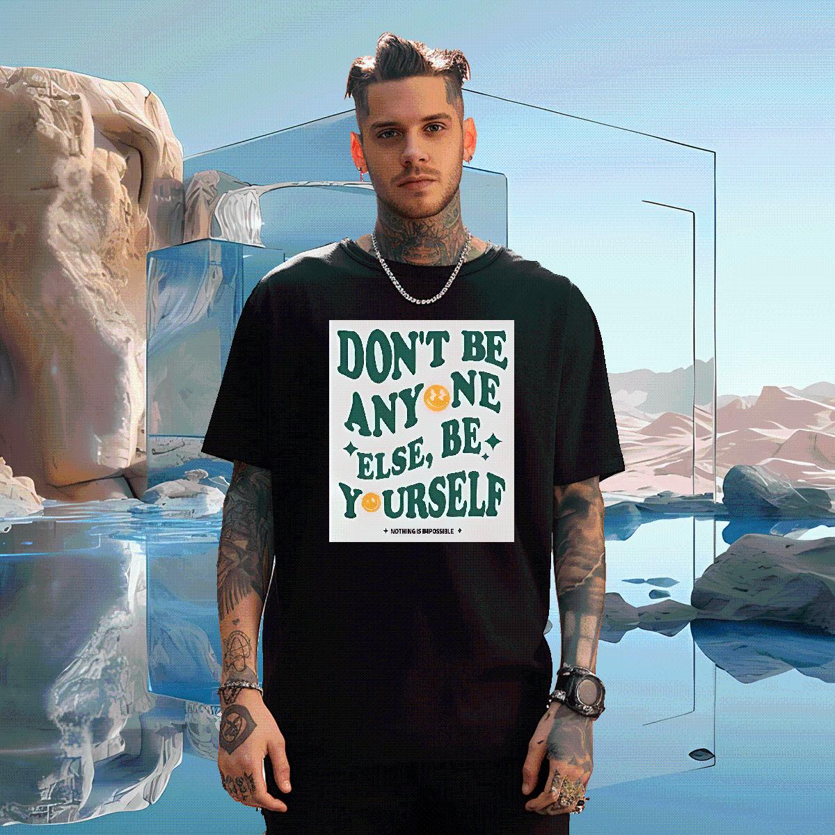 Unisex Tshirt for Man Woman be yourself 100% Cotton 230g Breathable Crew Neck Cotton Casual Beach Man T Shirts Customized Print Classic Clothings