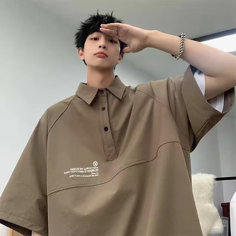 Half sleeved men's new 2023 summer temperament POLO shirt loose fit youthful fashion trend