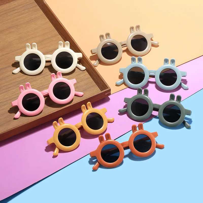 Sunglasses New Fashion Little Ear Rabbit Childrens Sunglasses Photography Ball Childrens Sunglasses Small Circle Baby Glasses