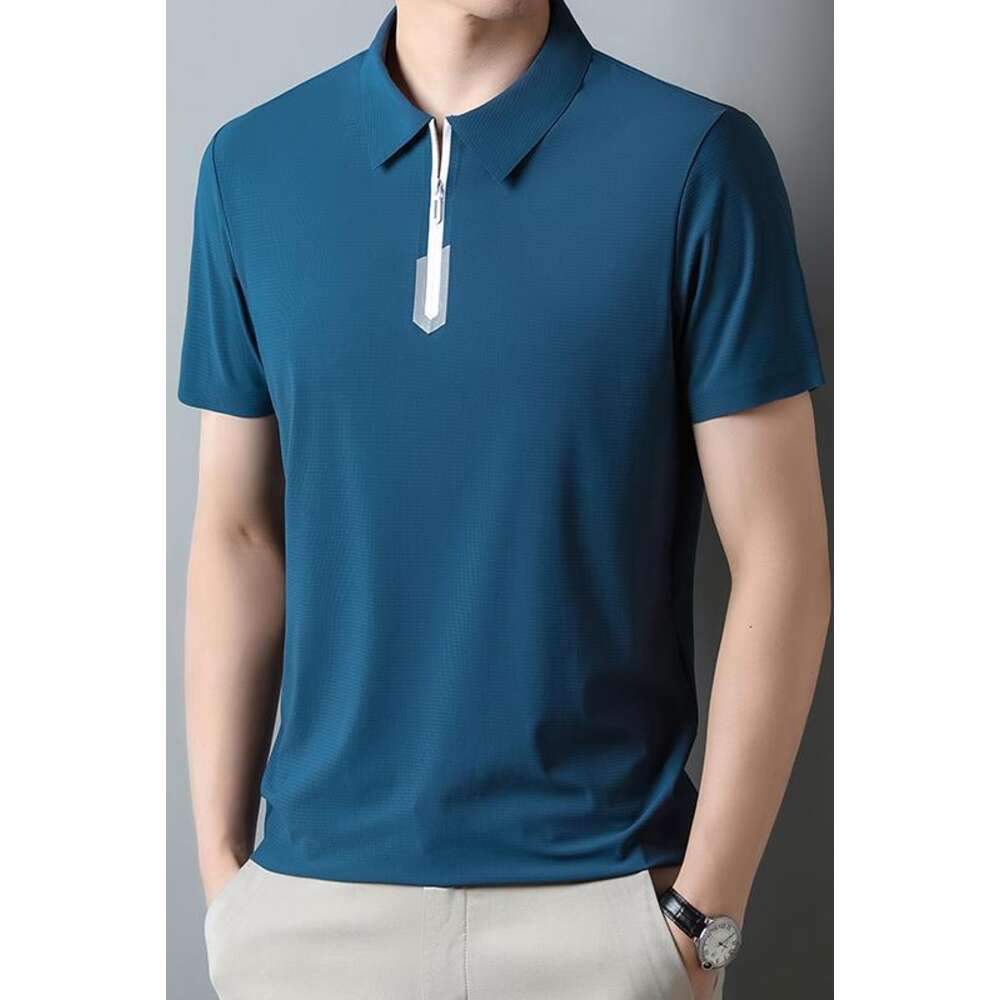 Light business short sleeved Polo shirt 2023 summer new ice silk solid color simple casual versatile T-shirt for men