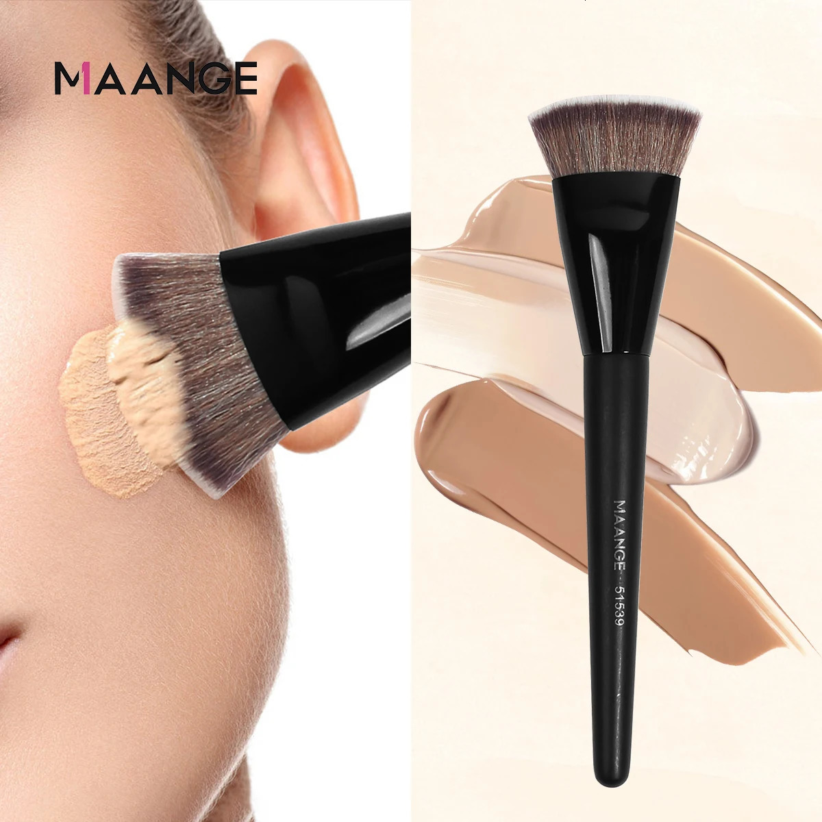 MAANGE single flat round tube flat head basic brush with box powder powder blusher concealer makeup brush skin friendly makeup tool 240715
