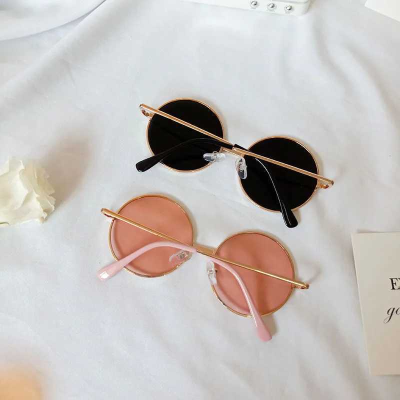 Sunglasses New round frame childrens sunglasses baby stand glasses fashion metal sunglasses