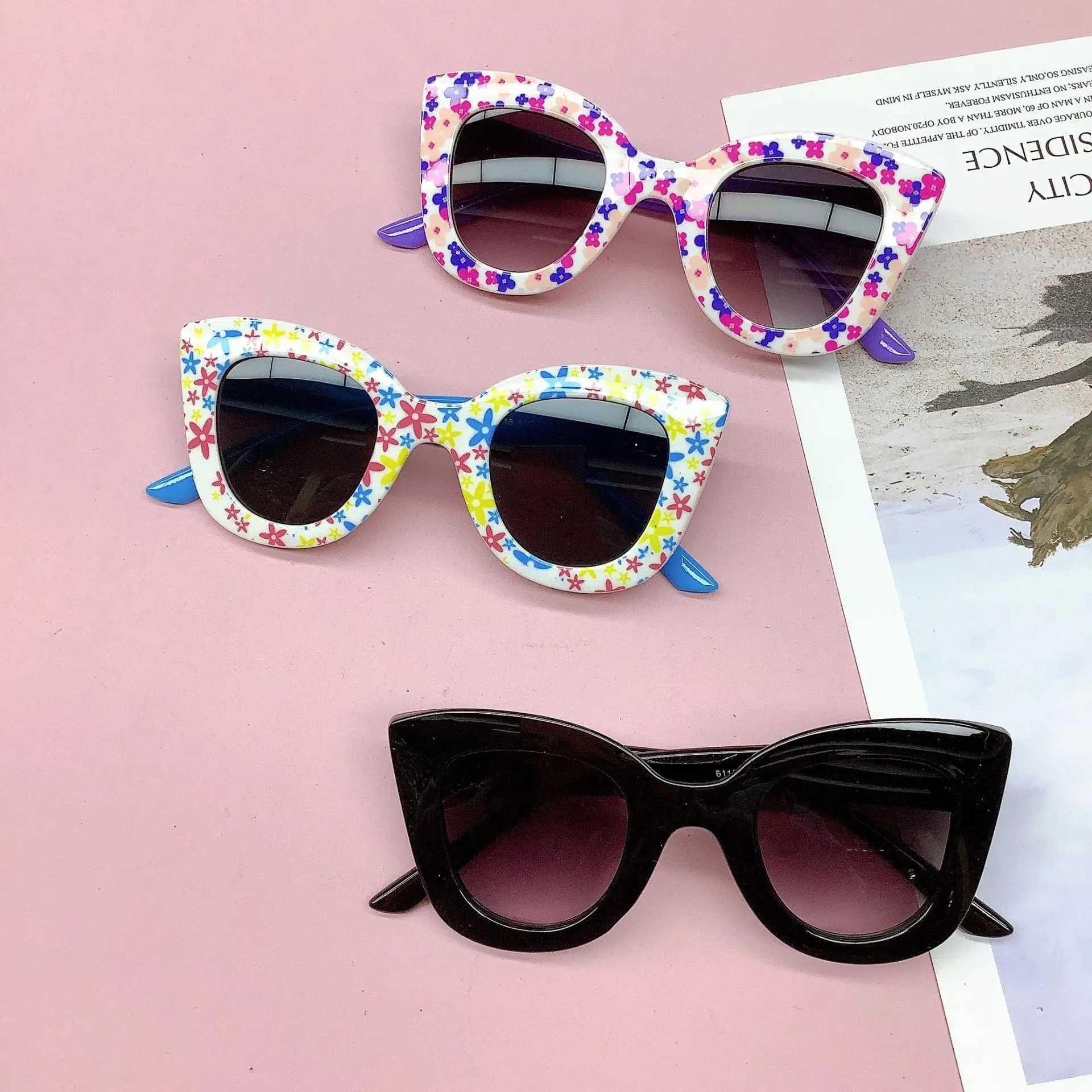 Sunglasses Fashionable New Travel Bag Flower Childrens Sunglasses Anti UV Baby Boys And Girls Eye Protection Glasses