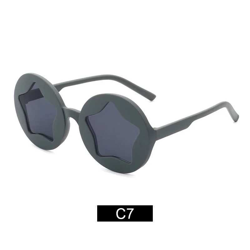 Sunglasses New childrens round frame five pointed star Sunglasses personality decoration baby fashion lovely sunshade color