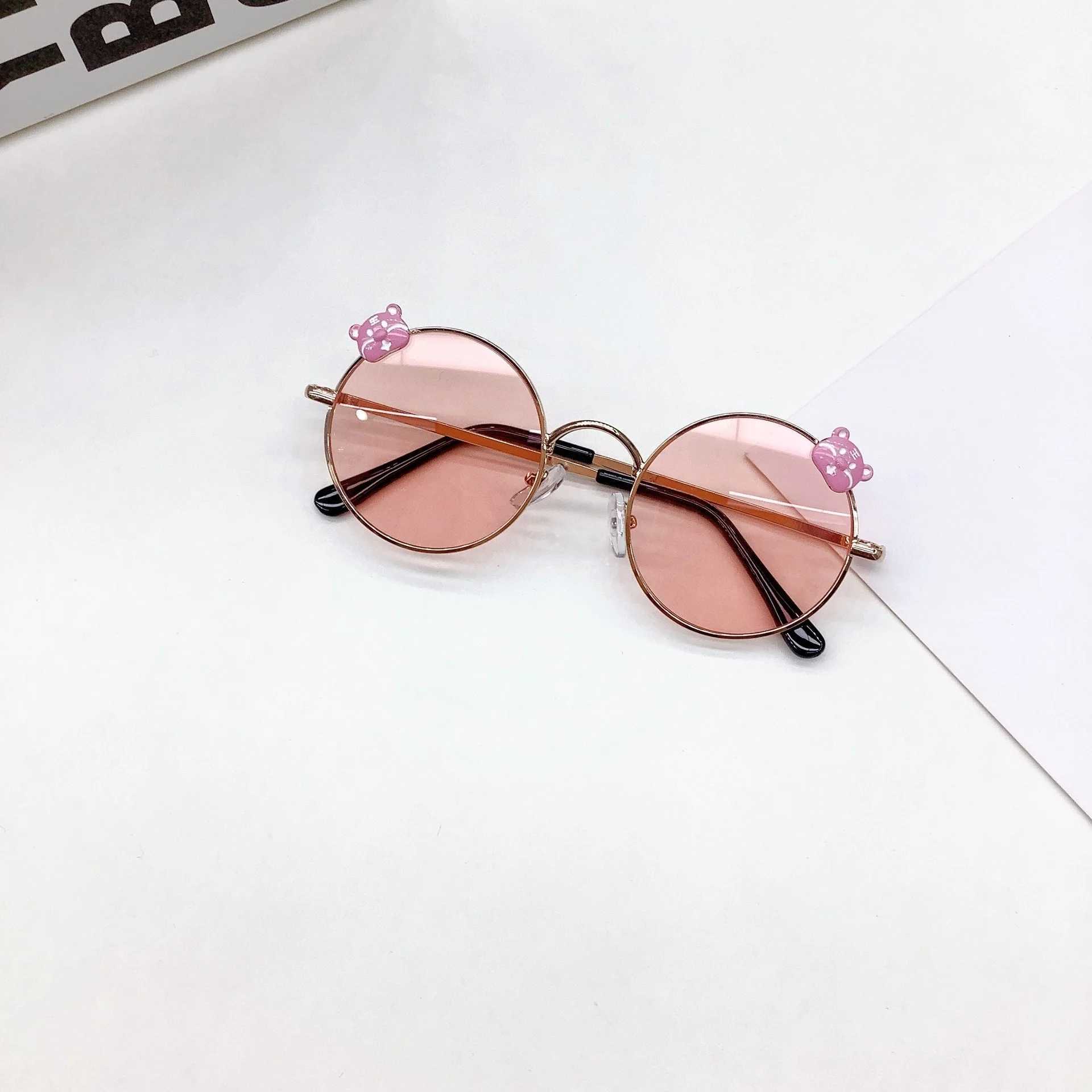 Sunglasses New Childrens Sunglasses for Travel Sunshade Sun Protection Childrens Sunglasses Korean Edition Round Frame Summer UV
