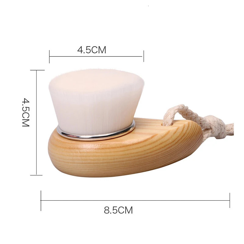 Wooden handle cleaning brush soft fiber hair exfoliating blackhead cleaning brush skin care tool cleaning tool 240715