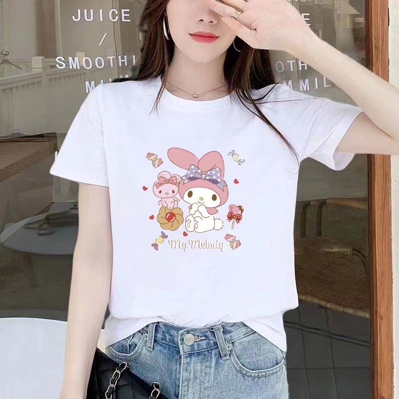 Korea t shirt for women top Short Sleeve tshirt woman Summer New White T-shirt Round Neck Loose Top Fashion T Shirt Women tops