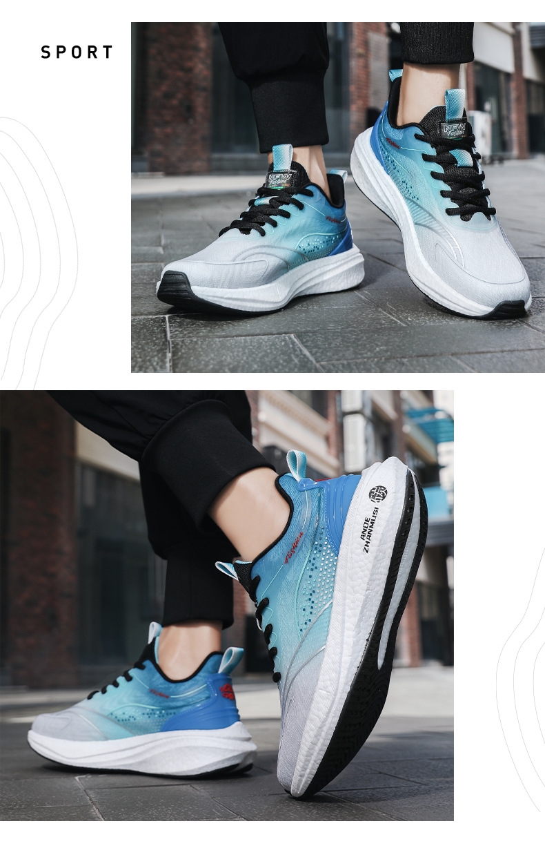 2023 autumn sports shoes men's lightweight breathable shoes casual shoes soft soled carbon plate shock-absorbing mesh student running shoes