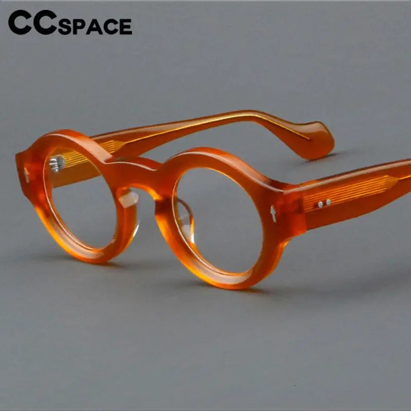 57359 Round Thicken Acetate Spectacle Frame Fashion Rivet Optical Glasses Men Lady Vintage Prescription Eyeglass 240712