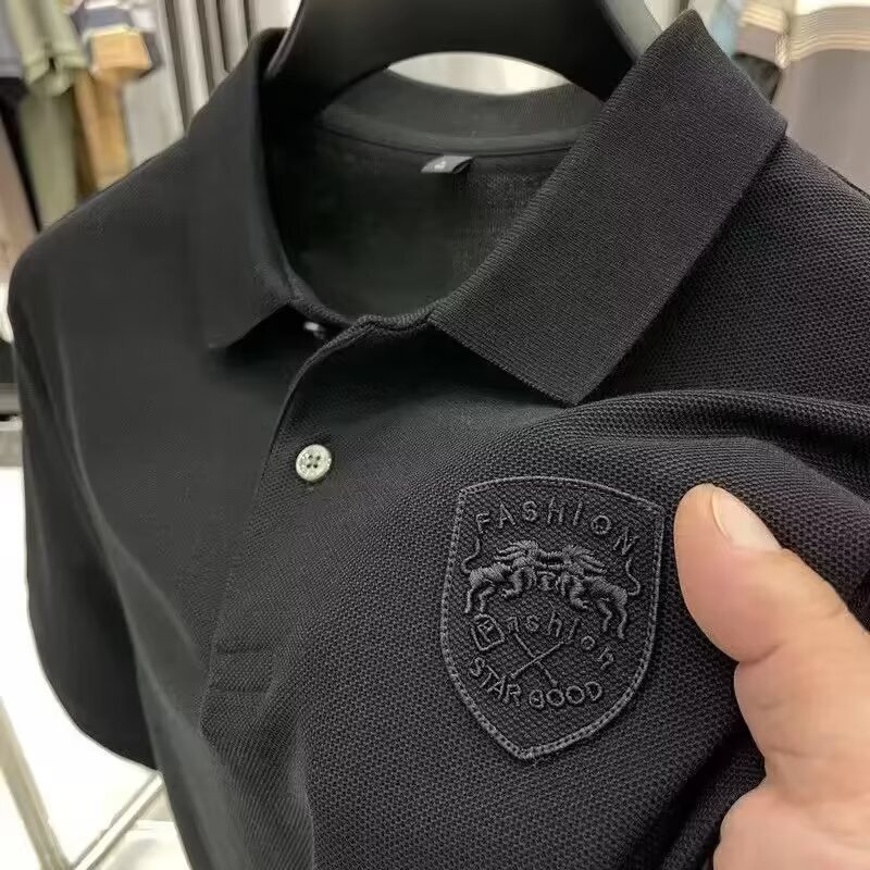 Men's Summer 2024 New Short sleeved Polo Shirt Design Sense Flip Collar T-shirt Loose Casual Versatile Clothes