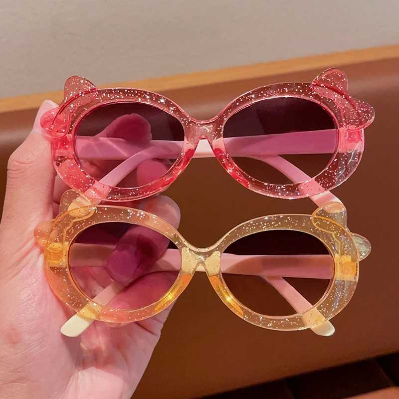 Sunglasses 2024 New Children Cute Oval Bowknot Transparent Colors Sunglasses UV400 Girls Outdoor Sun Protection Sunglasses Kid Sun Glasses