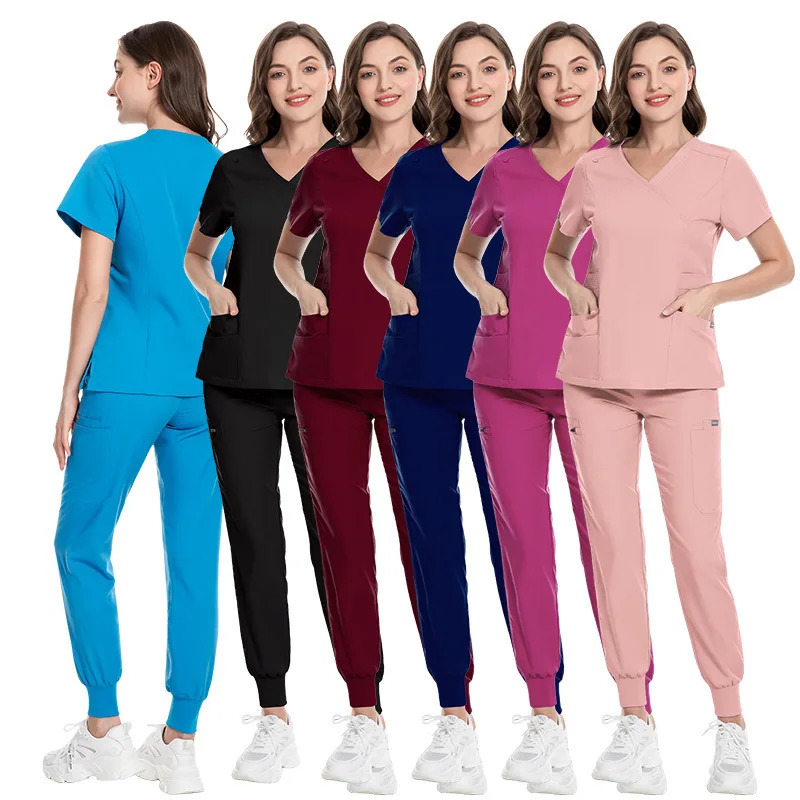 Women Scrubs Sets Slim Fit Uniform Gowns Nurse Accessories Pet Shop Dental Clinic Phary Lab Workwear Clothes 240715