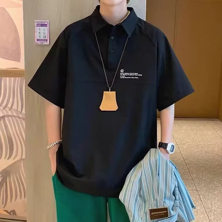 Half sleeved men's new 2023 summer temperament POLO shirt loose fit youthful fashion trend