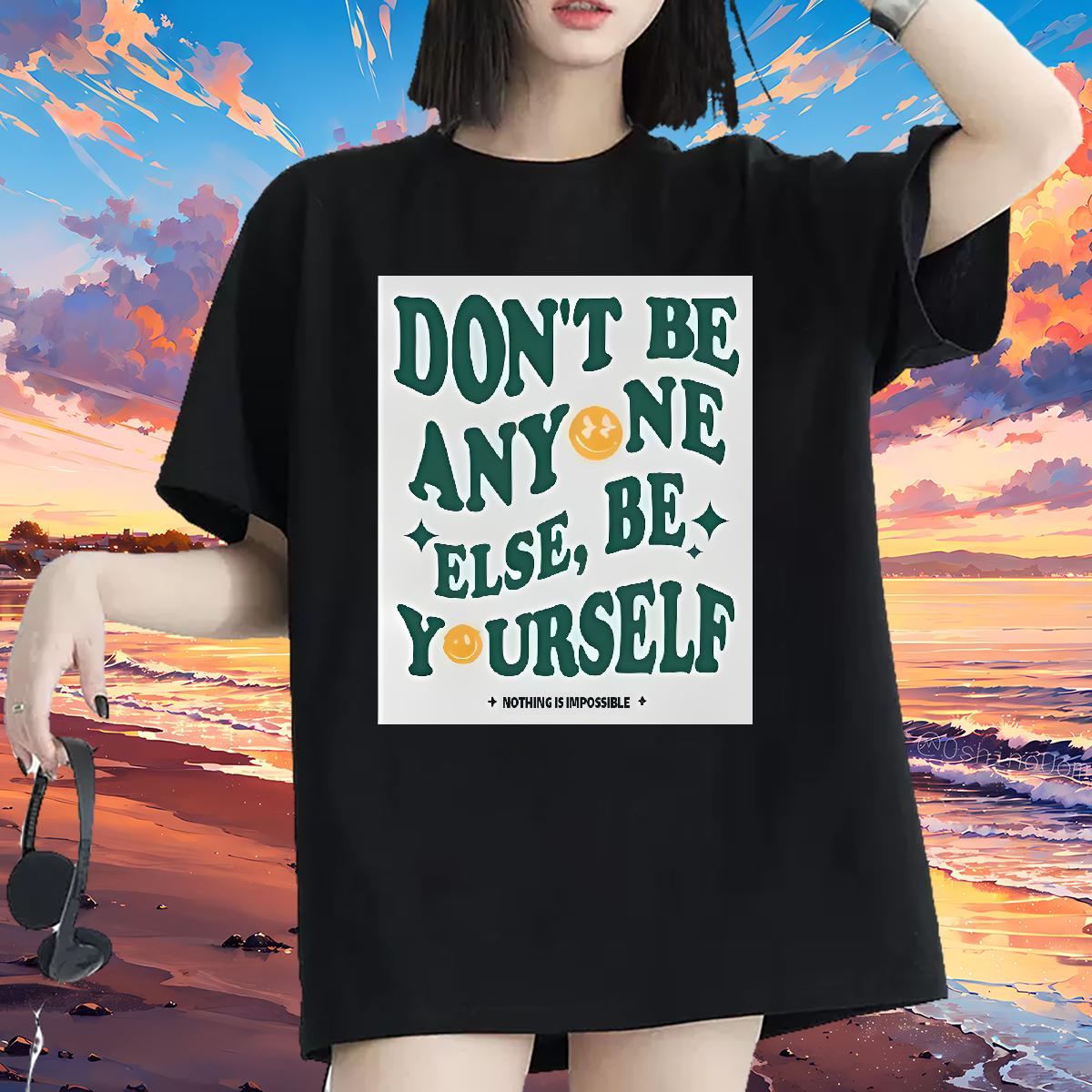 Fashion New Womens T Shirts Short sleeve Cotton Soft nothing is impossible 230g Cotton Daily Wear Unisex Tshirts Plus Size Cartoon 5A Clothes