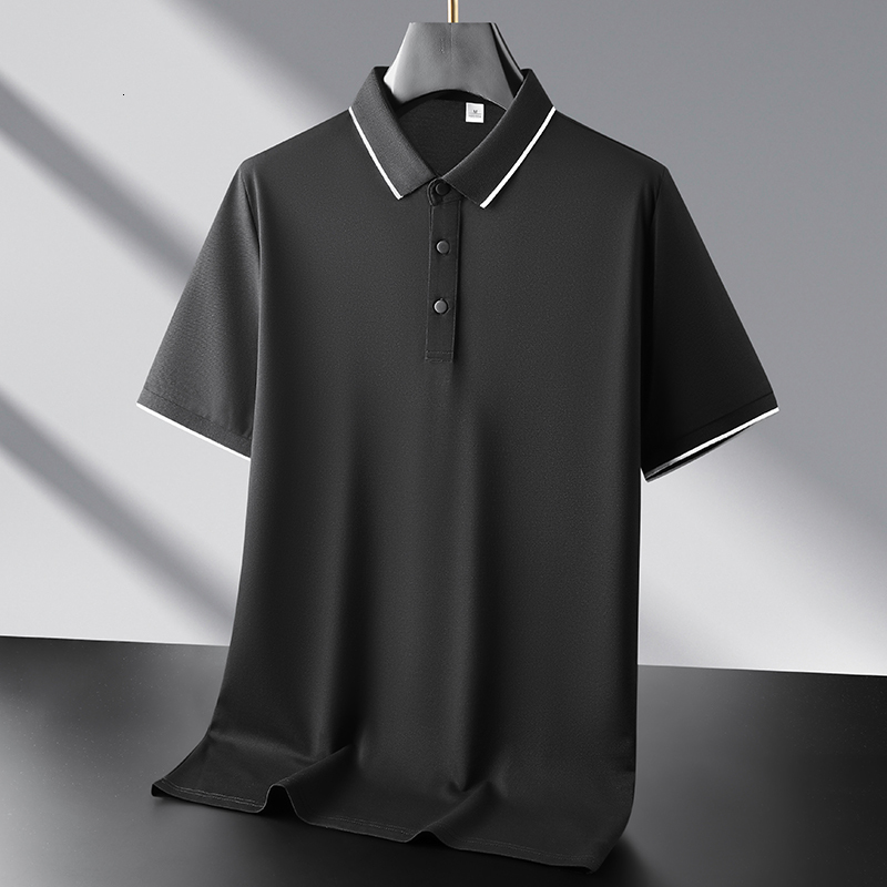 Summer Micro Wide New Short T-shirt Youth Men's Casual Fashion Solid Color Half Sleeve Collar Polo Shirt