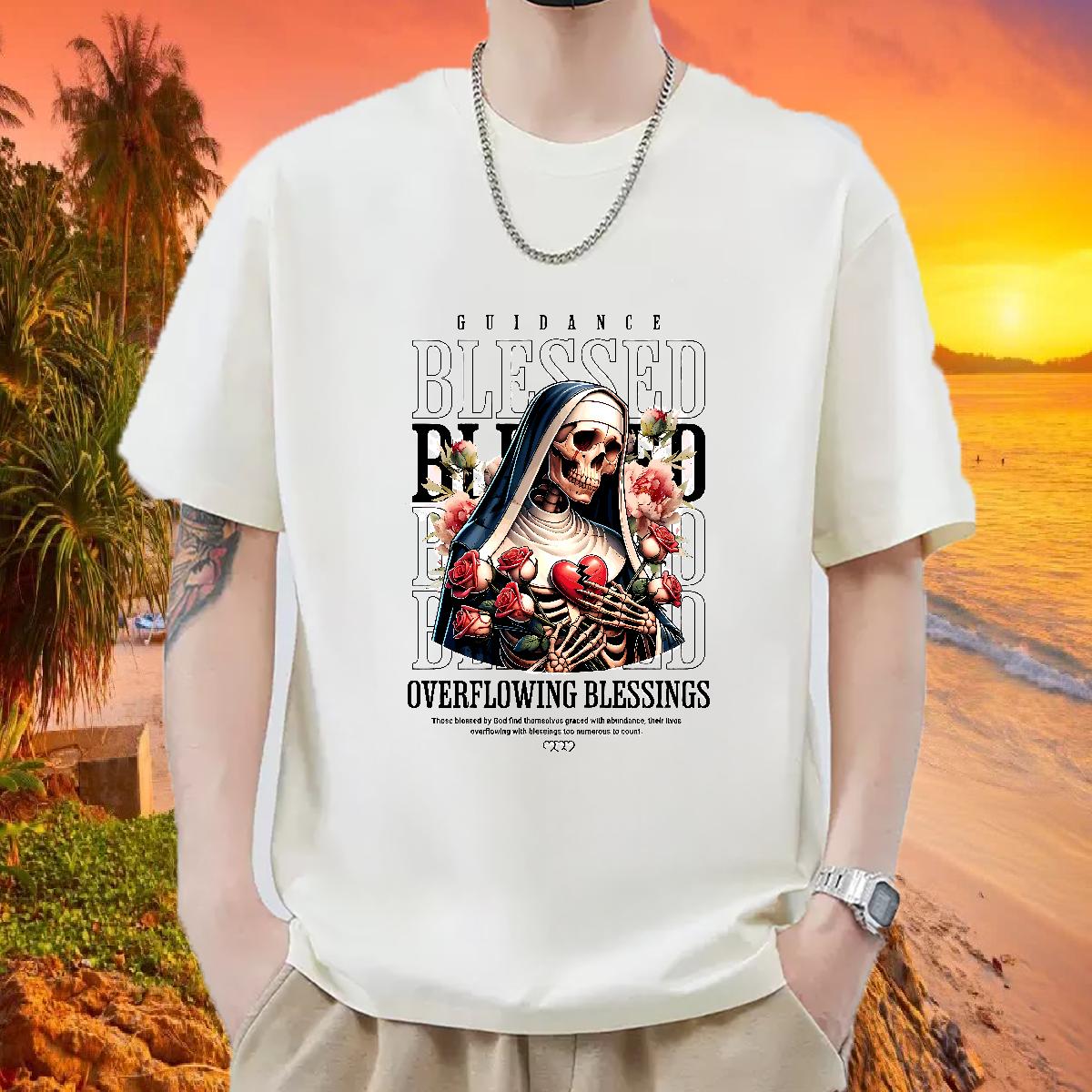 5A Mens T Shirts Home Outdoor Breathable Crew Neck Cotton Mens Tshirts 2024 DIY Printed Wear