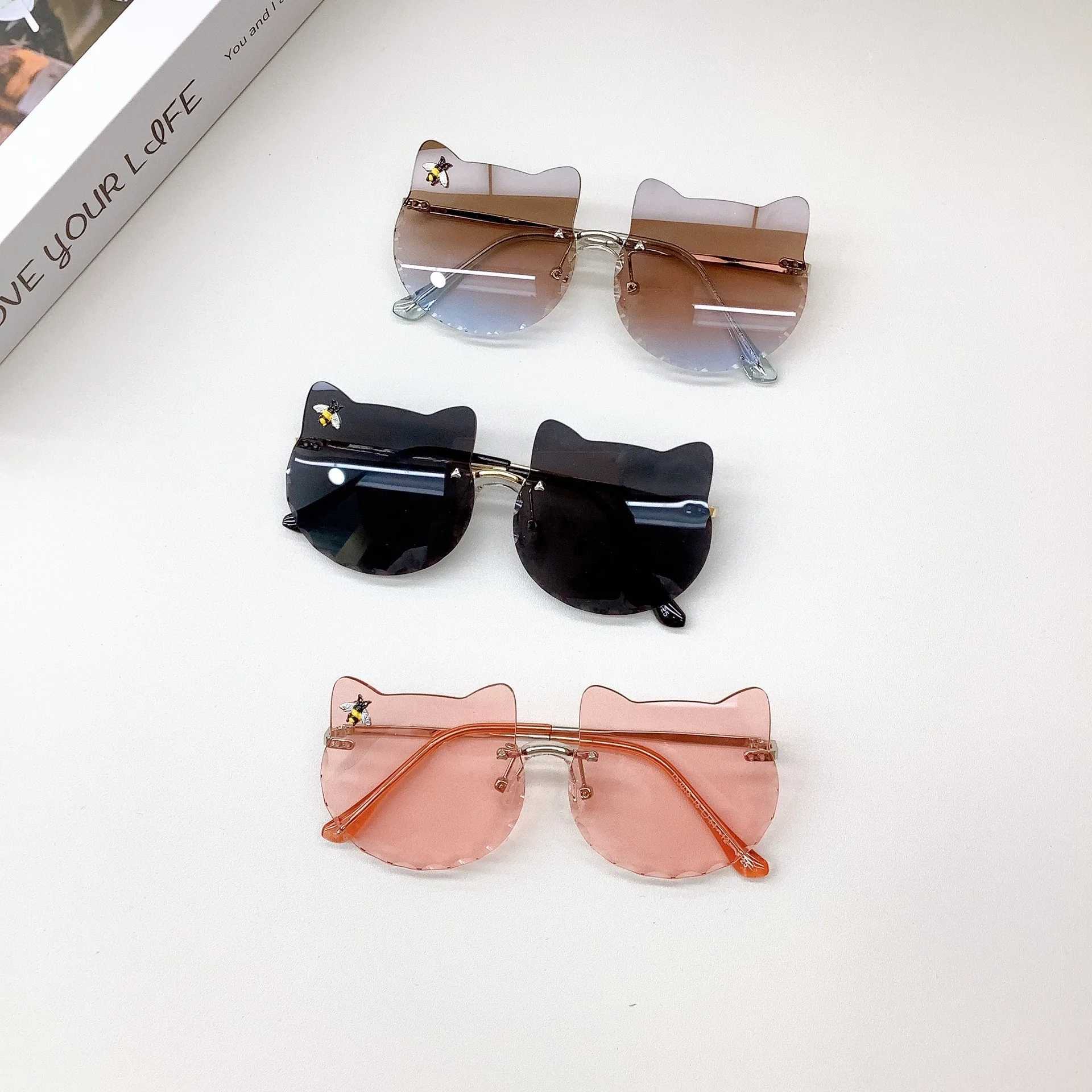 Sunglasses New Childrens Sunglasses Bow Knot Cute Cartoon Shape Baby Sunglasses UV Protection Boys and Girls Glasses