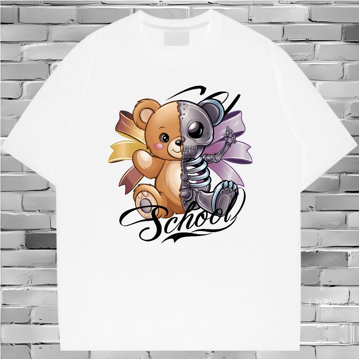 Brand T Shirt For Man bear 230g Cotton Casual Beach O-Neck Short Sleeve Cotton Tshirt for Man Woman Fashion Designer Oversized Top Tees