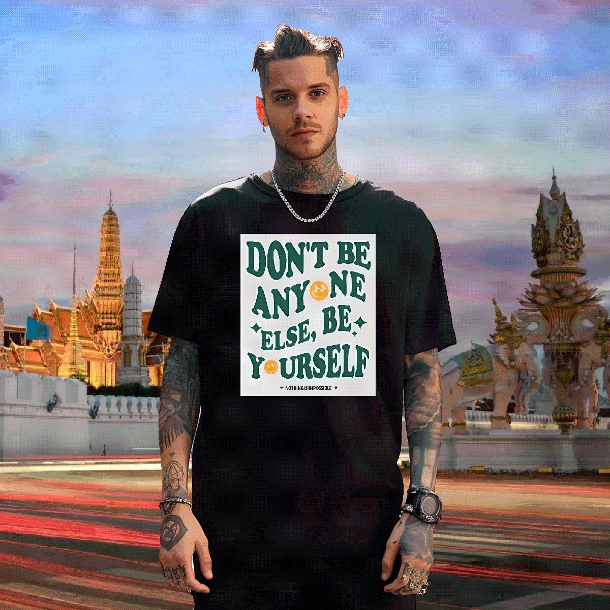 2024 T Shirts Men nothing is impossible 230g 100% Cotton Oversized 4XL Tshirt for Man Woman Beach Round Neck Short Sleeve Soft Wear