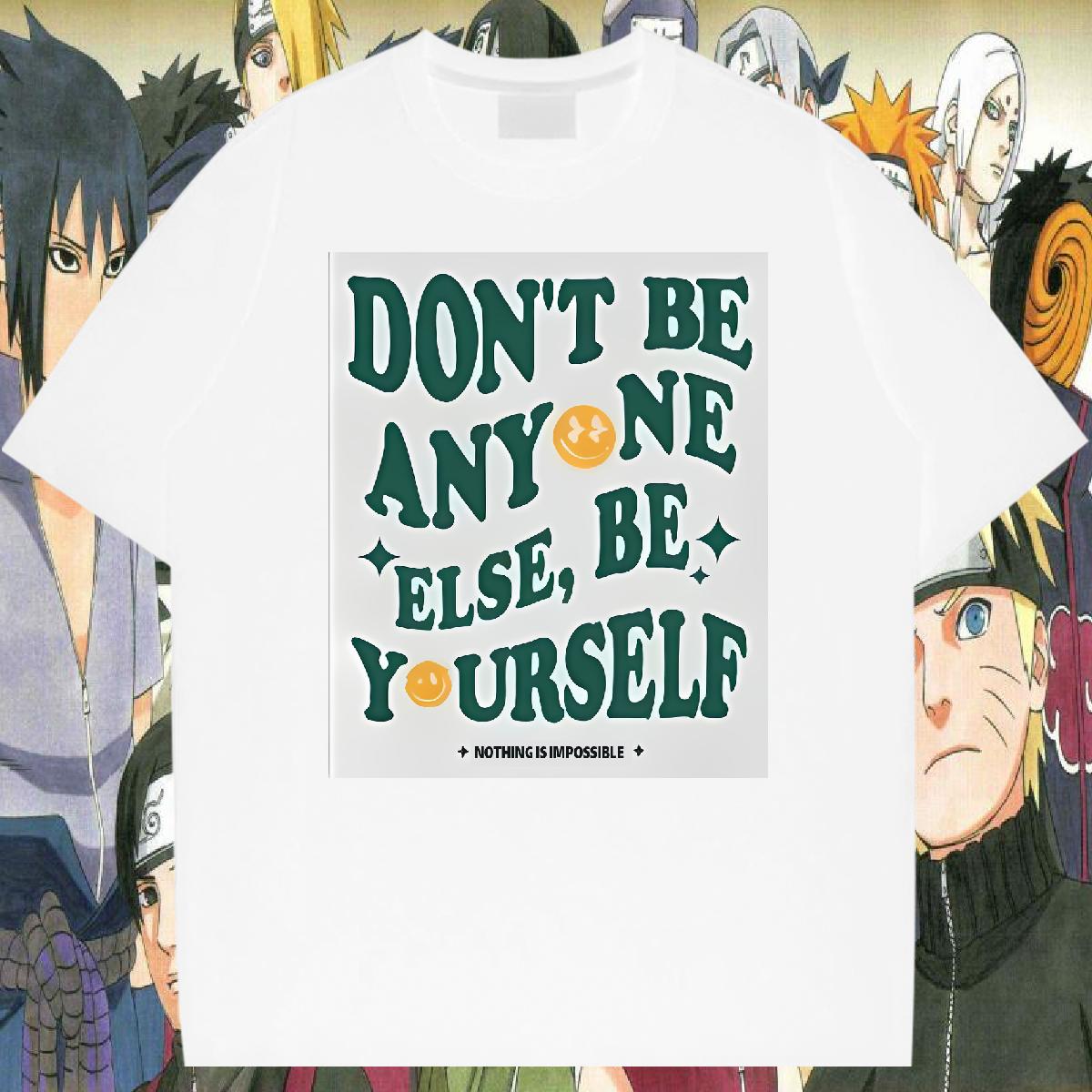 Wholesale T Shirts Men don't be any one else 230g Cotton Cartoon Print Men Tees Summer Casual Cotton Breathable Short Sleeve Brand Top Tees