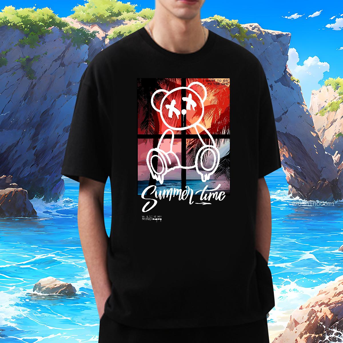 Brand Tshirt for Man Woman Graffiti Art 230g 100% Cotton Breathable Short Sleeve High Street Hip Hop Man T Shirts DIY Anime Wholesale Tee Shirt