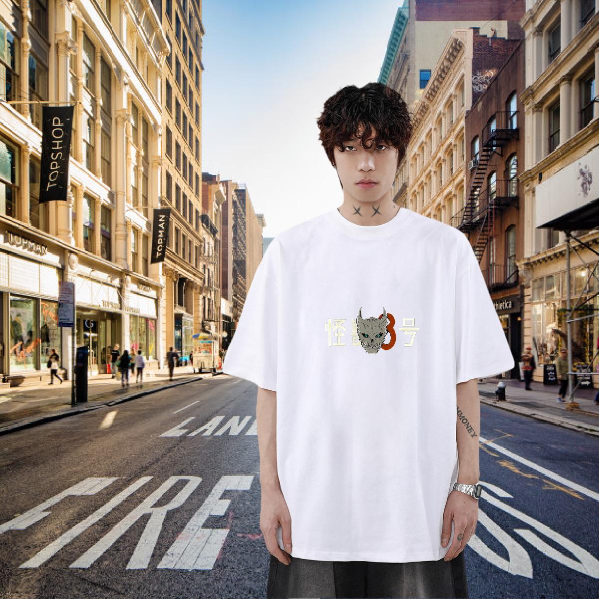 2024 T shirt Custom Print Oversized Anime Printing Street Couples T Shirts Breathable Crew Neck Cotton Loose Fit