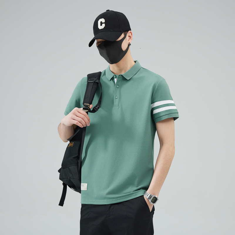 Summer new trendy polo shirt collar short sleeved t-shirt made of pure cotton elastic quality men's clothing