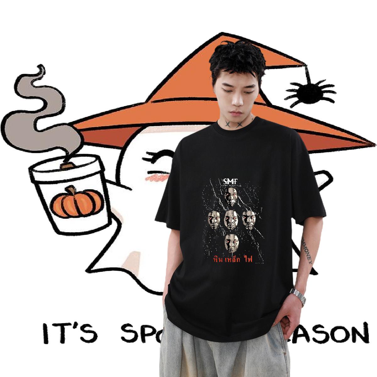 DIY Customized T Shirts Men Cartoon Printing S-3XL Casual Daily Wear Men Tops Tees Breathable Crew Neck Cotton Classic