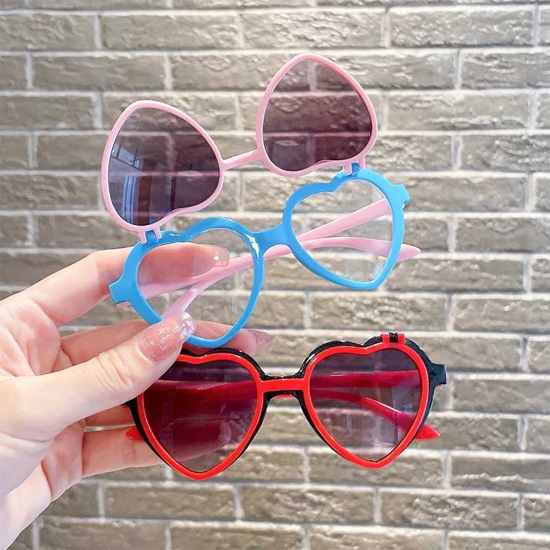 Sunglasses New Children Cute Acrylic Heart Outdoor Sun Protection Sunglasses Baby Girls Sweet Eye Protection Glasses Kids UV400 Sunglasses