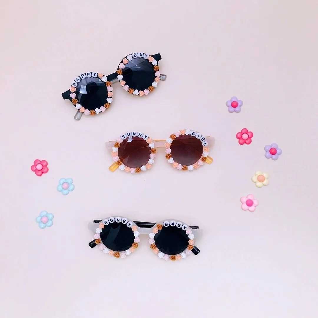 Sunglasses childrens Sunglasses with glued New letter sunglasses and anti ultraviolet personalized Sunglasses