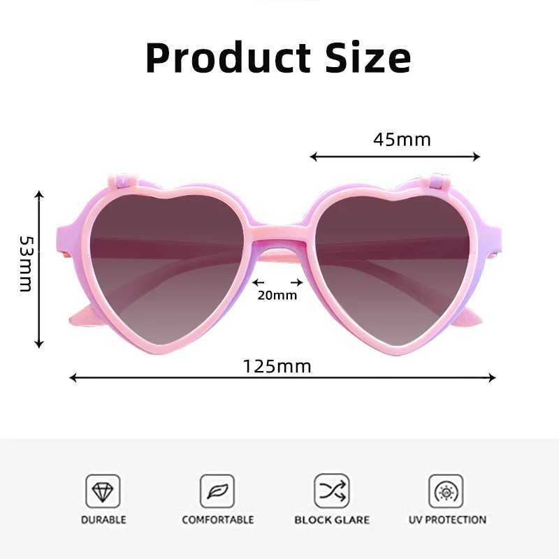 Sunglasses New Children Cute Acrylic Heart Outdoor Sun Protection Sunglasses Baby Girls Sweet Eye Protection Glasses Kids UV400 Sunglasses
