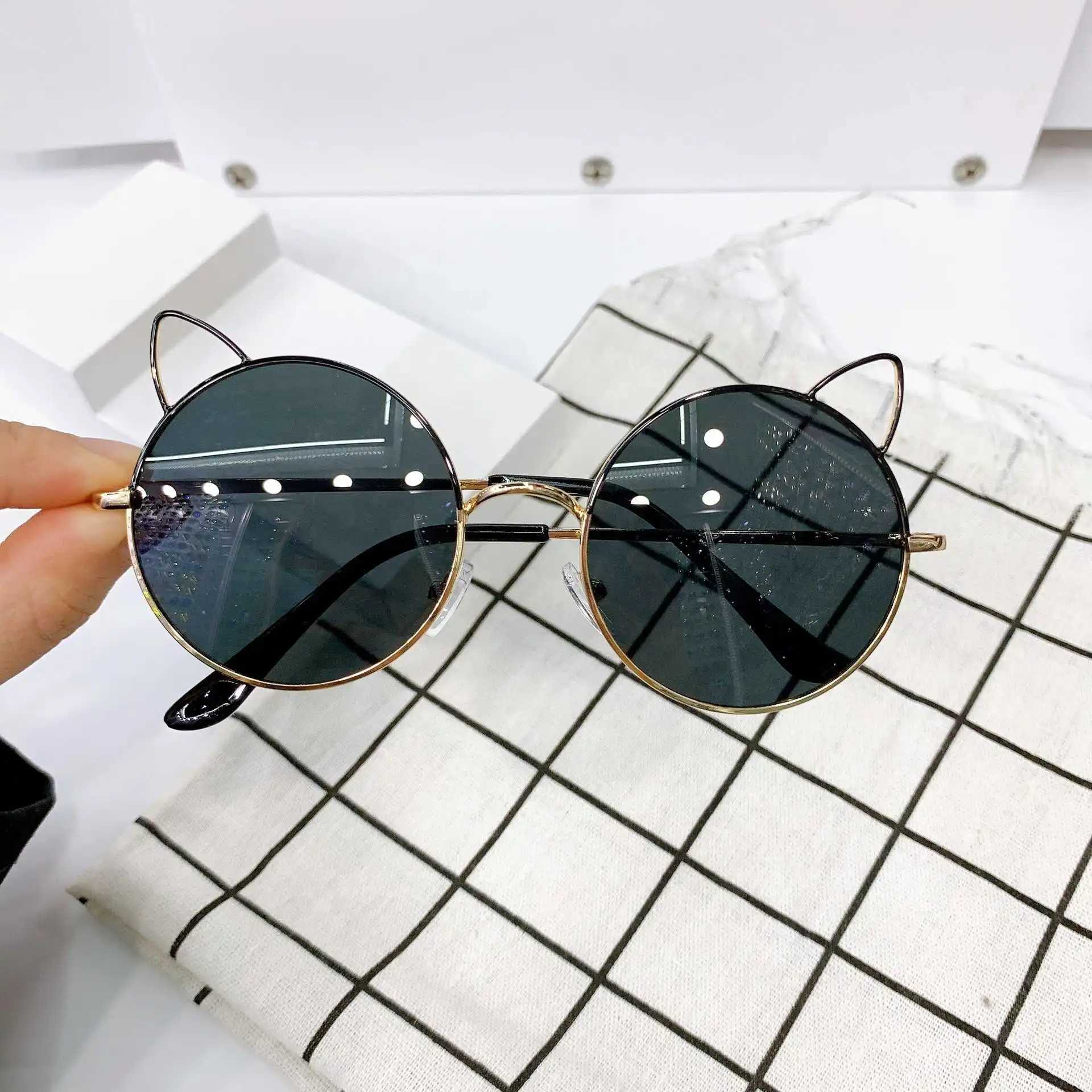 Sunglasses metal cute New round childrens ear Sunglasses UV400 sun visors 3-9 years old fashion childrens Sunglasses