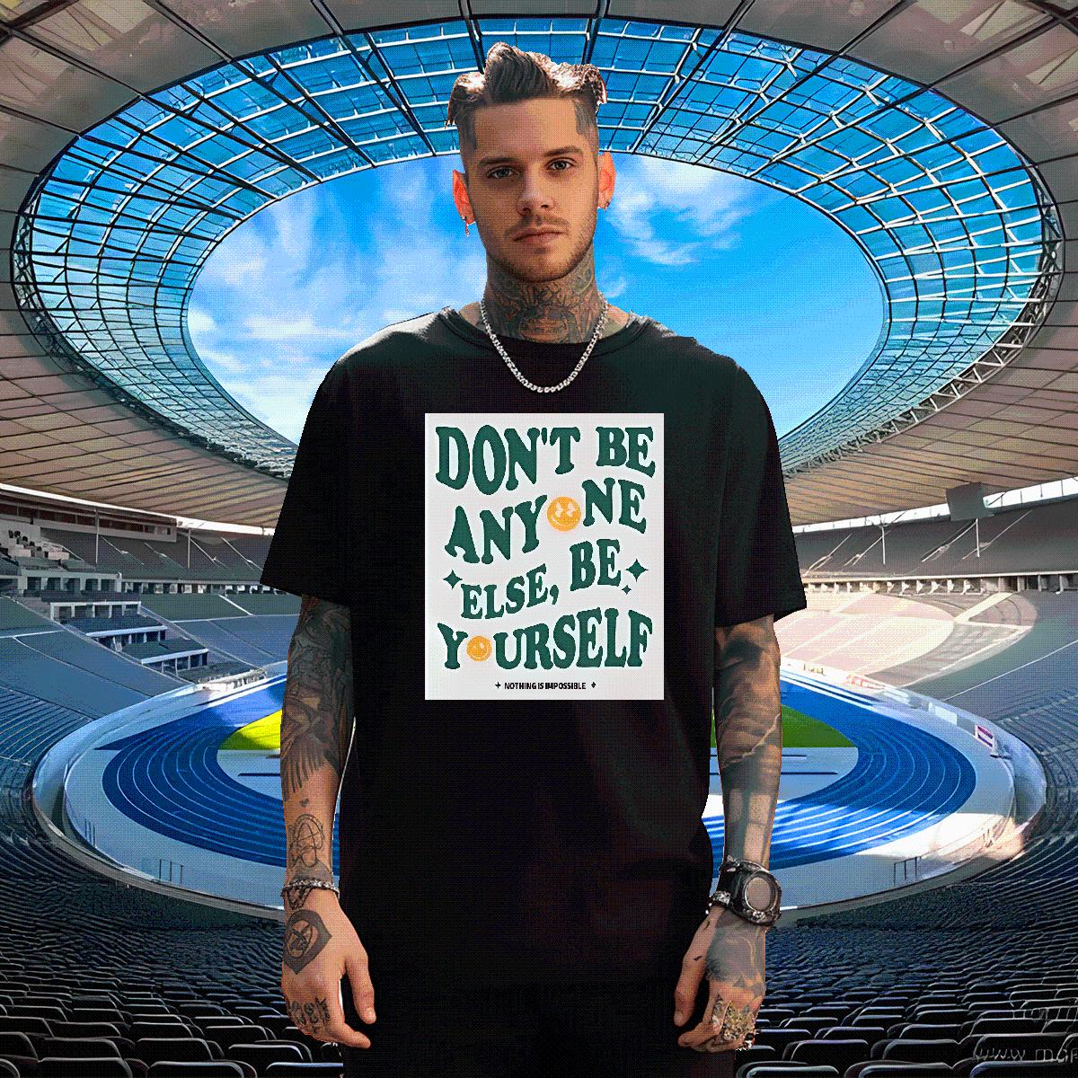 Custom T Shirts Men nothing is impossible 230g Cotton DIY Printed Men Tees Outdoor O-Neck Short Sleeve Cotton Loose Tshirts