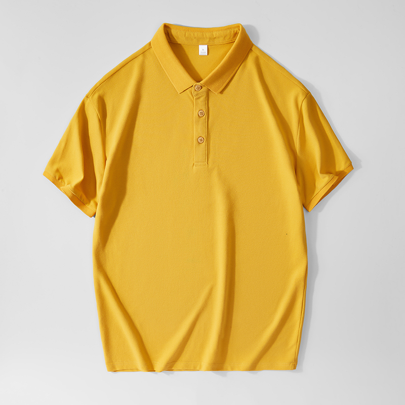 Cotton men's high-end casual comfortable short sleeved solid color cotton fashionable polo shirt