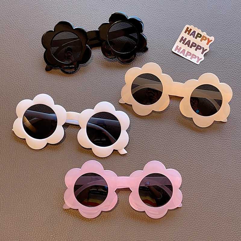 Sunglasses 2023 New Children Lovely Round Square Sun Flowers Sunglasses UV400 Girls Boys Fashion Protection Sunglasses Kids Sun Glasses