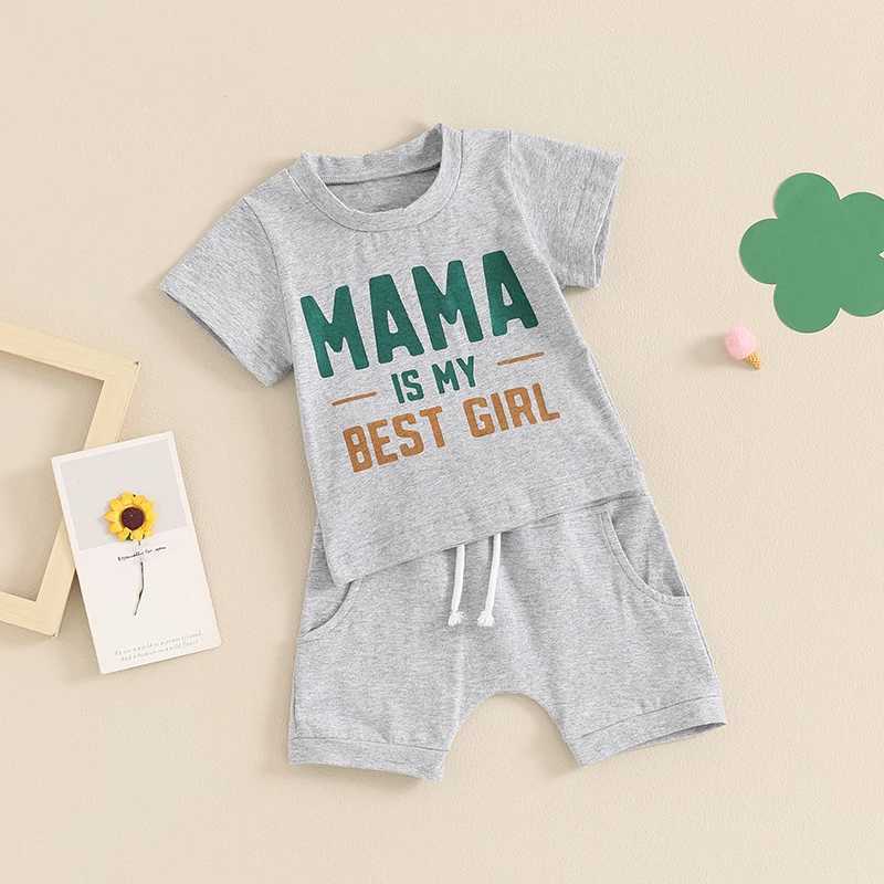 Clothing Sets 2024-04-01 Lioraitiin Toddler Boys Summer Outfits Letter Print Short Sleeve T-Shirts Tops Elastic Waist Shorts 2Pcs Clothes Set SER3