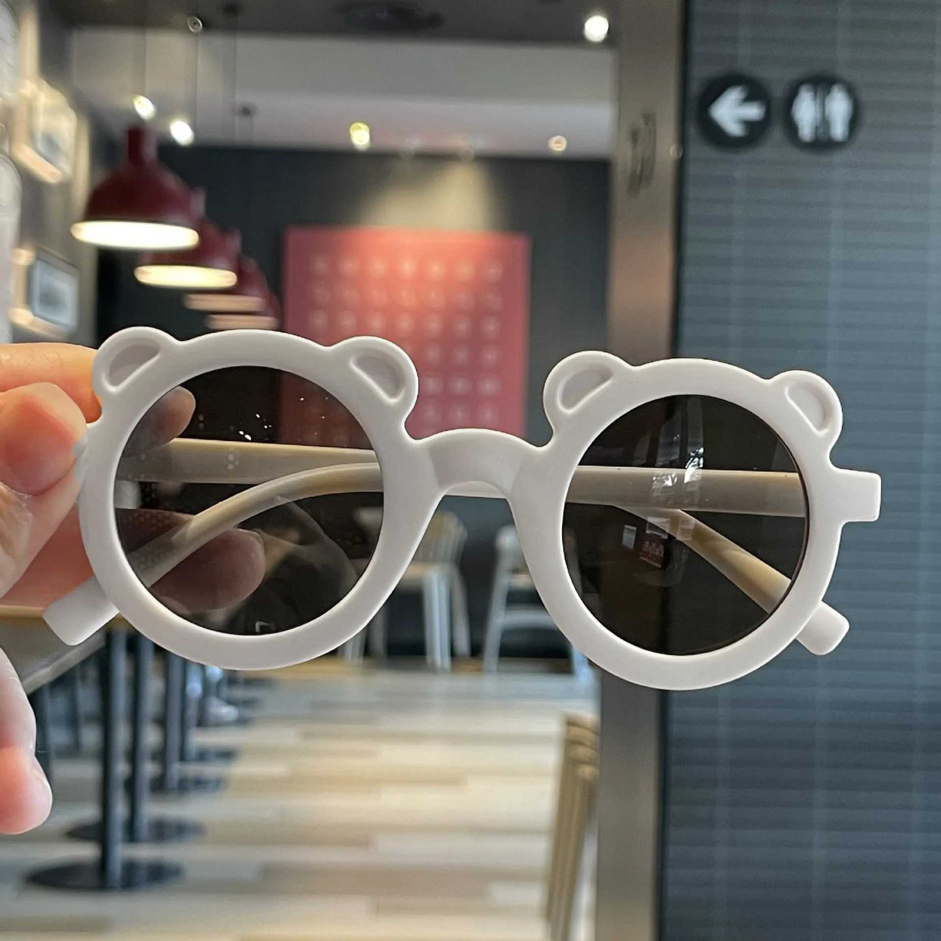 Sunglasses Little Bear Childrens Sunglasses Cartoon Frosted Small Ears Round Frame Glasses Baby Sunglasses UV Protection Glasses Sun