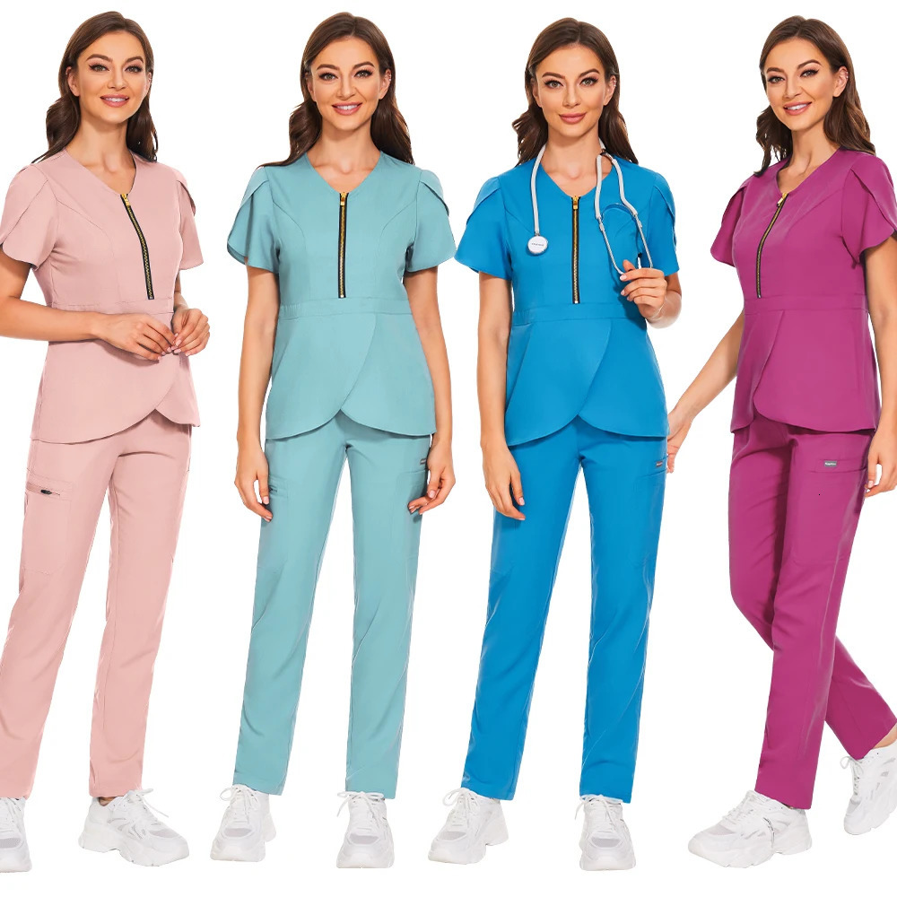 Pet Grooming Institutions Sets Beauty Salon Clothes Scrubs Clothes High Quality Spa Uniforms Fashion V-Neck Working Clothes 240715