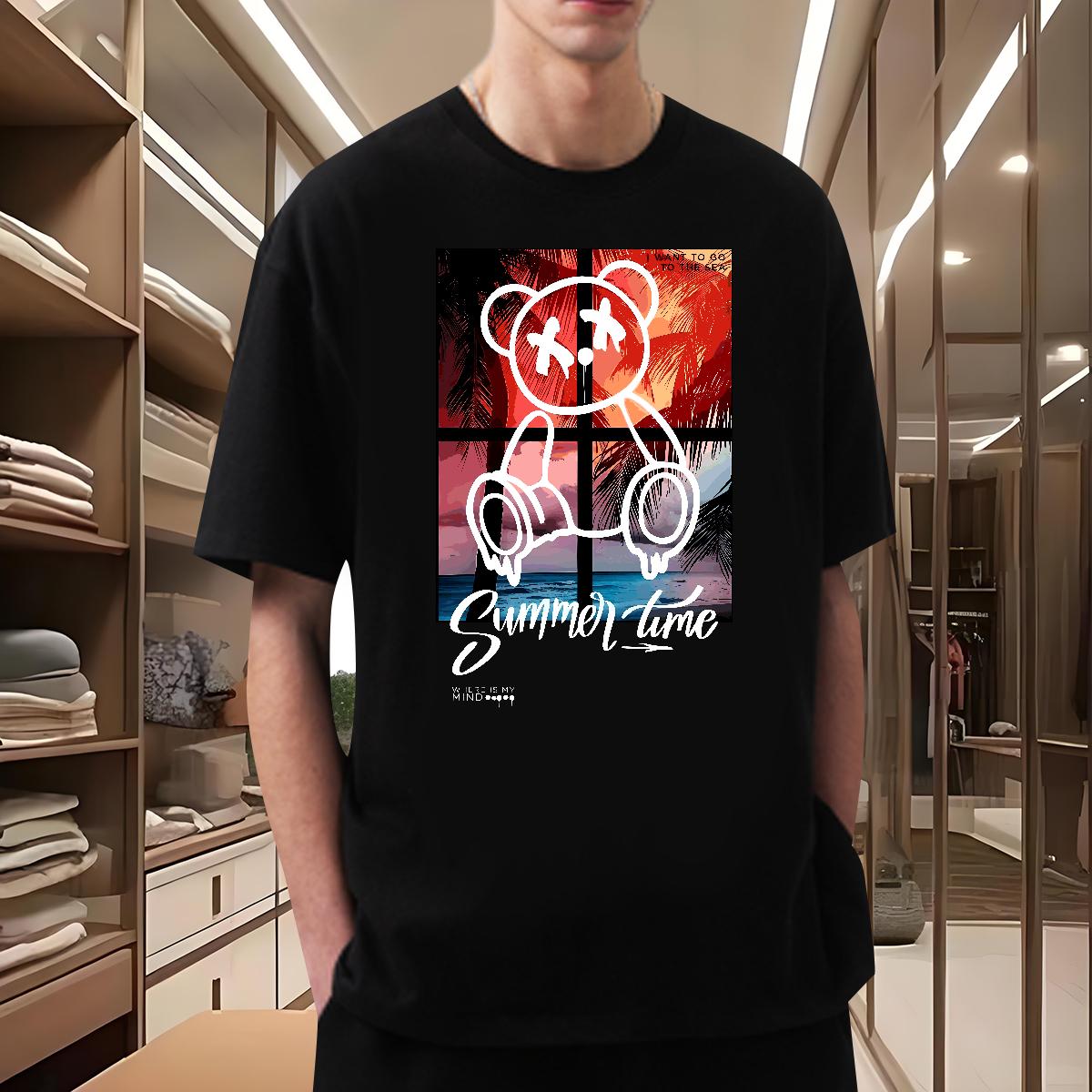 Designer Men Tops Tees Graffiti Art 230g Cotton Breathable Crew Neck Home Outdoor T Shirt For Man White Plus Size 2024 Tshirts