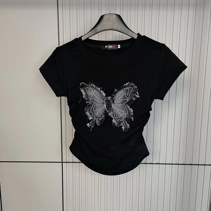 Designer sexy women's short sleeved summer slim fit T-shirt for daily wear, outdoor short sleeved multifunctional top