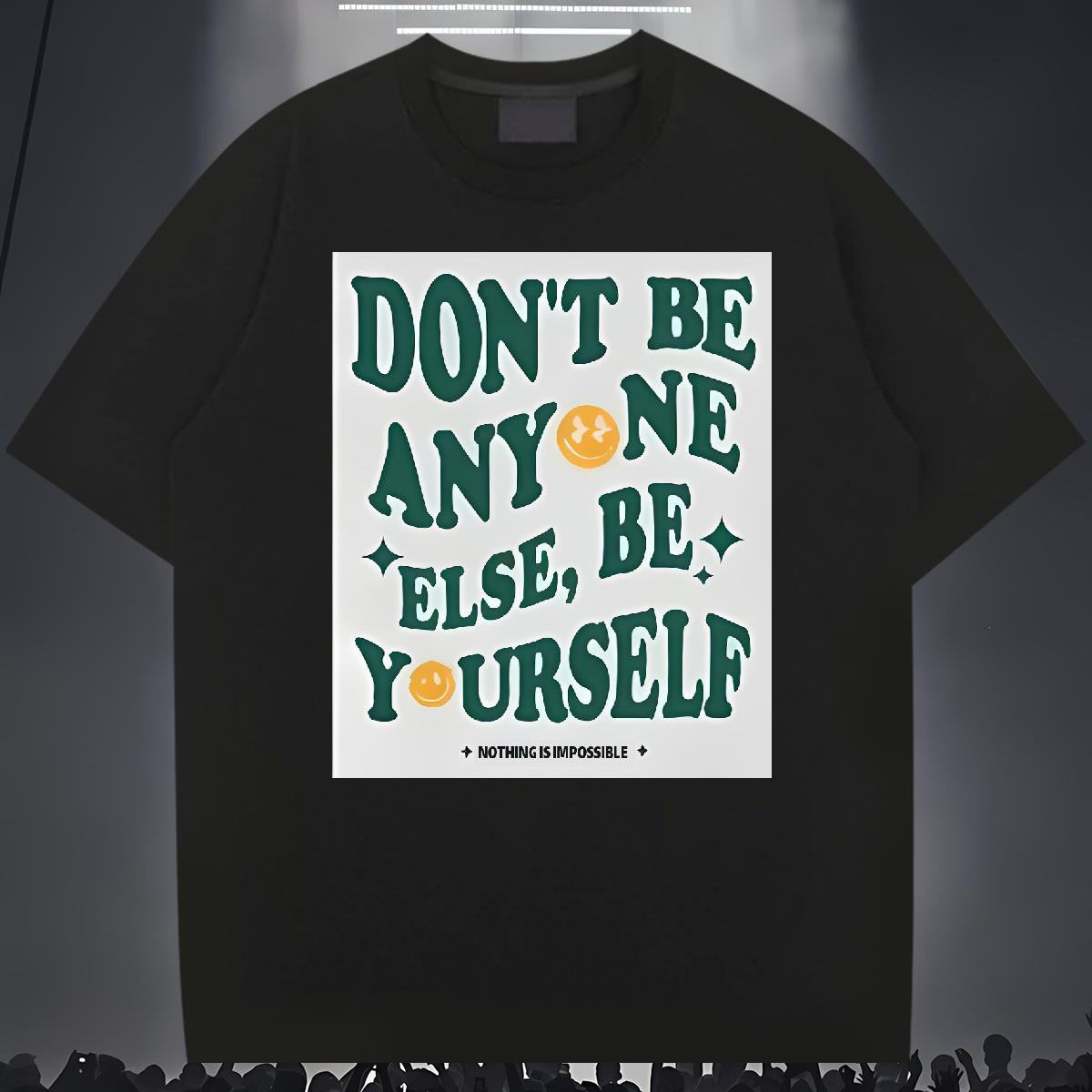 Loose Mens Tshirts nothing is impossible 100% Cotton 230g Round Neck Short Sleeve High Street Hip Hop T-Shirts for Men Plus Size Custom Fashion Casual