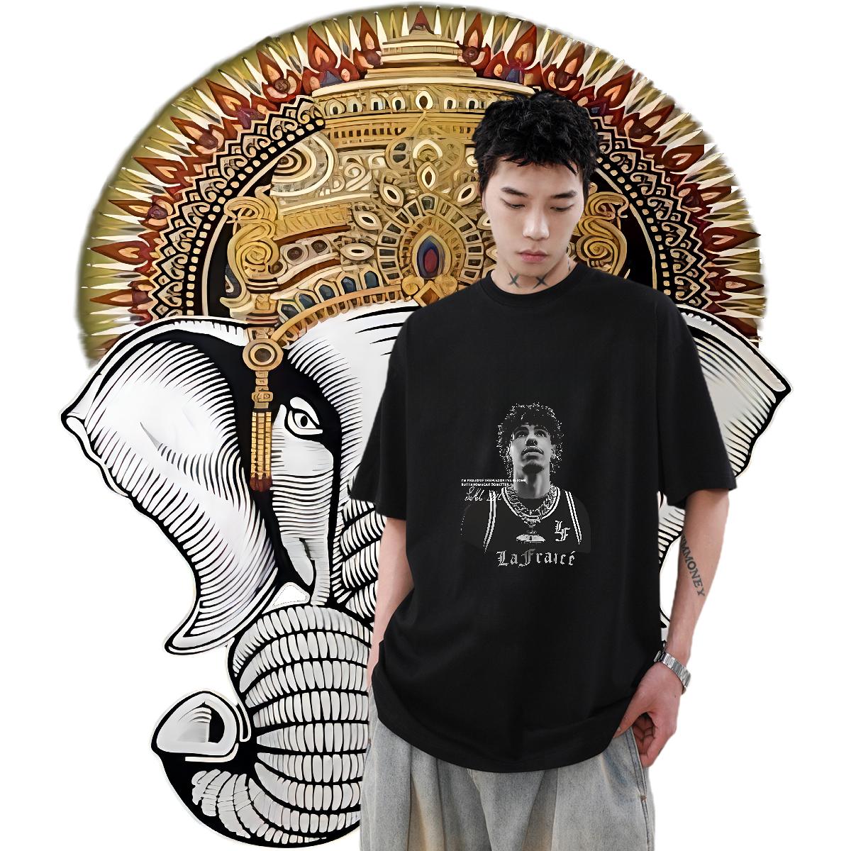 5A Men Clothes T-Shirt Crew Neck Cotton Street Casual T shirt DIY Printed Customized Clothings